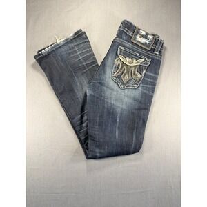 MEK Denim Rimini Bootcut Jeans Women's Size 31 Embellished Pockets Distressed